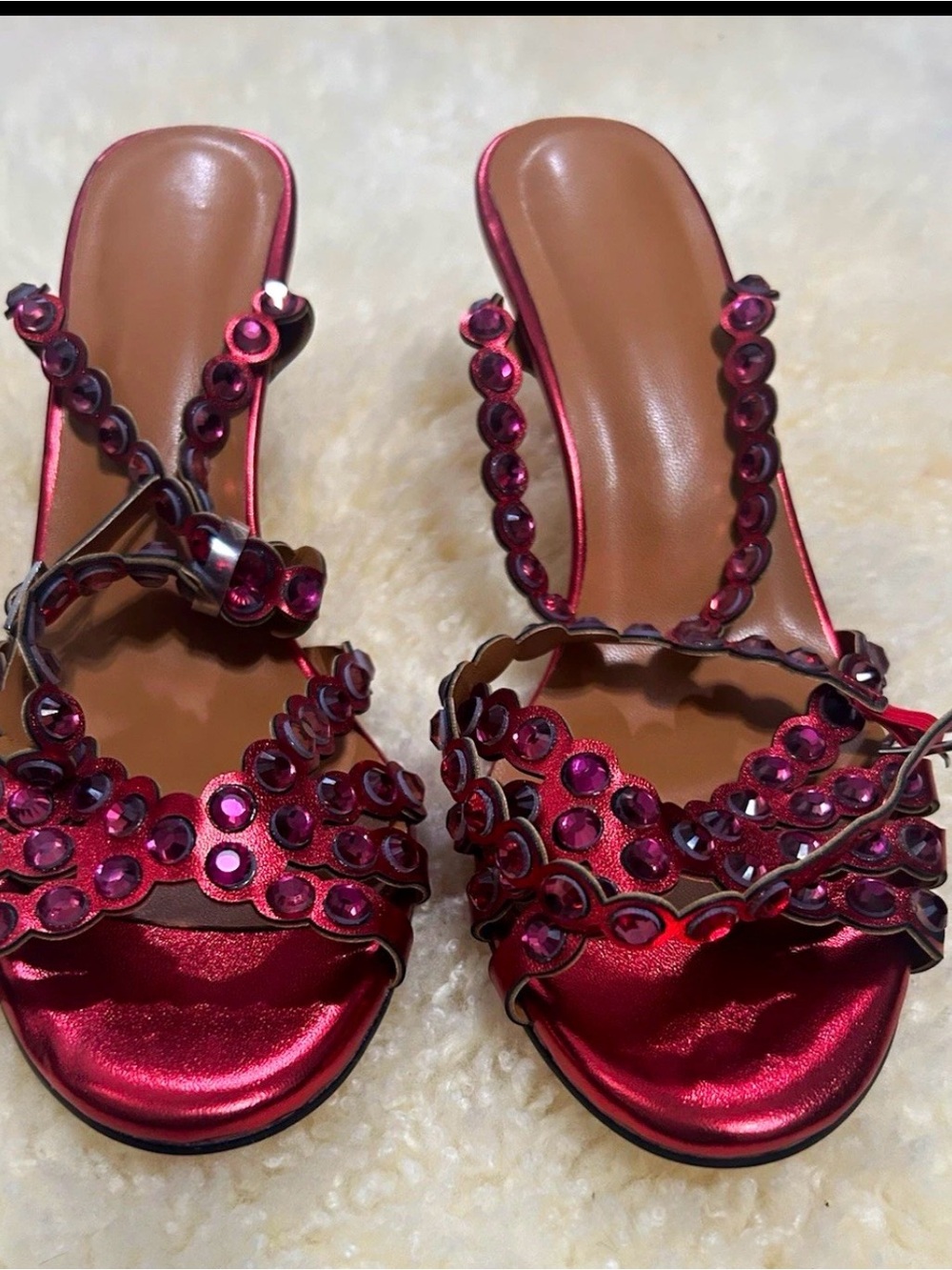 Red Embellished Women's High Heel Stilettos